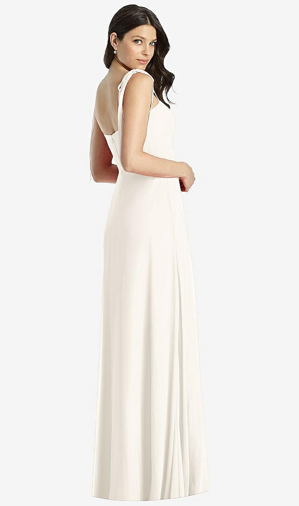 Back View - Ivory Tie-Shoulder Chiffon Maxi Dress with Front Slit