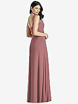 Rear View Thumbnail - Rosewood Tie-Shoulder Chiffon Maxi Dress with Front Slit