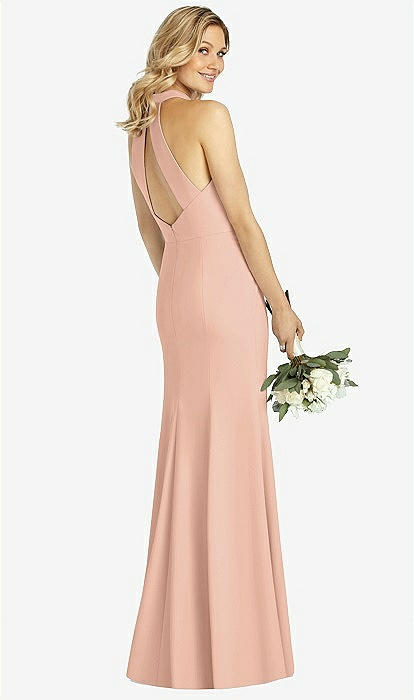 High Neck Backless Maxi Bridesmaid Dress With Slim Belt In, 59% OFF