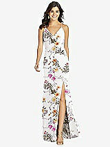 Front View Thumbnail - Butterfly Botanica Ivory Criss Cross Back Mermaid Wrap Dress