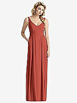 Front View Thumbnail - Amber Sunset Sleeveless Pleated Skirt Maxi Dress with Pockets
