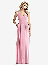 Front View Thumbnail - Peony Pink Sleeveless Pleated Skirt Maxi Dress with Pockets
