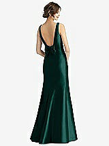 Rear View Thumbnail - Evergreen Sleeveless Satin Trumpet Gown with Bow at Open-Back