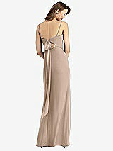 Front View Thumbnail - Topaz Tie-Back Cutout Trumpet Gown with Front Slit