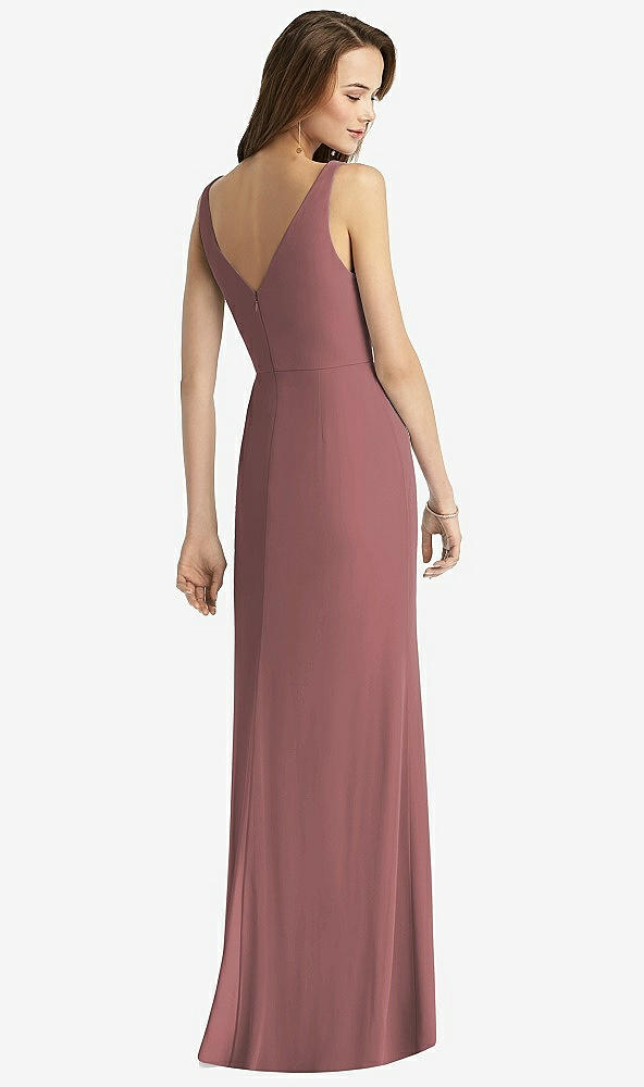 Back View - Rosewood Sleeveless V-Back Long Trumpet Gown