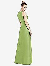 Rear View Thumbnail - Mojito Sleeveless V-Neck Satin Dress with Pockets