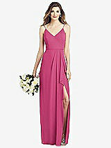 Front View Thumbnail - Tea Rose Spaghetti Strap Draped Skirt Gown with Front Slit