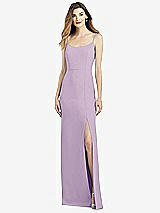 Alt View 1 Thumbnail - Pale Purple Spaghetti Strap V-Back Crepe Gown with Front Slit