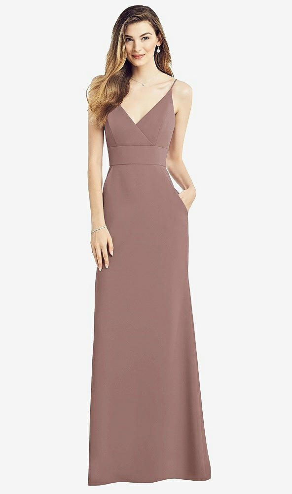 Front View - Sienna V-Back Spaghetti Strap Maxi Dress with Pockets