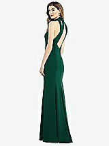 Front View Thumbnail - Hunter Green Bow-Neck Open-Back Trumpet Gown