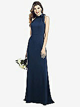 Alt View 1 Thumbnail - Midnight Navy Bow-Neck Open-Back Trumpet Gown