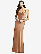 Front View Thumbnail - Toffee Cowl-Neck Criss Cross Back Slip Dress