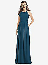 Front View Thumbnail - Atlantic Blue Criss Cross Back Crepe Halter Dress with Pockets