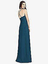 Rear View Thumbnail - Atlantic Blue Criss Cross Back Crepe Halter Dress with Pockets