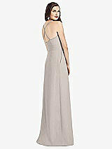 Rear View Thumbnail - Taupe Criss Cross Back Crepe Halter Dress with Pockets