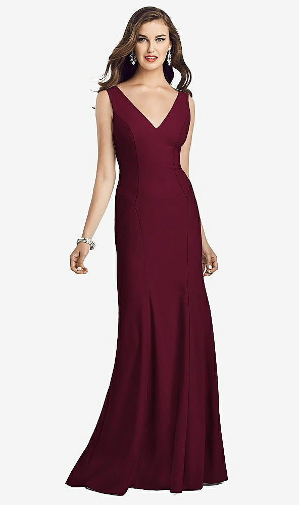 Front View - Cabernet Sleeveless Seamed Bodice Trumpet Gown