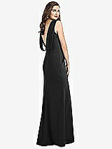 Front View Thumbnail - Black Draped Backless Crepe Dress with Pockets
