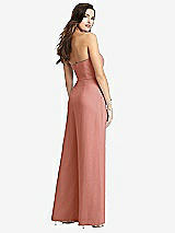 Rear View Thumbnail - Desert Rose Strapless Notch Crepe Jumpsuit with Pockets
