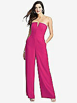 Front View Thumbnail - Think Pink Strapless Notch Crepe Jumpsuit with Pockets