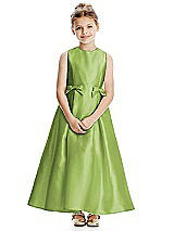 Front View Thumbnail - Mojito Princess Line Satin Twill Flower Girl Dress with Bows