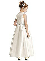 Rear View Thumbnail - Ivory Princess Line Satin Twill Flower Girl Dress with Bows