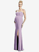 Front View Thumbnail - Pale Purple Strapless Crepe Maternity Dress with Trumpet Skirt