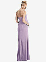Rear View Thumbnail - Pale Purple Strapless Crepe Maternity Dress with Trumpet Skirt