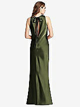 Front View Thumbnail - Olive Green Tie Neck Low Back Maxi Tank Dress - Marin