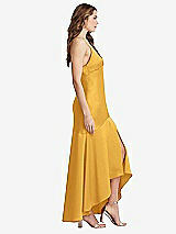 Side View Thumbnail - NYC Yellow Asymmetrical Drop Waist High-Low Slip Dress - Devon