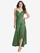 Front View Thumbnail - Vineyard Green Asymmetrical Drop Waist High-Low Slip Dress - Devon