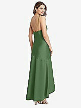 Rear View Thumbnail - Vineyard Green Asymmetrical Drop Waist High-Low Slip Dress - Devon