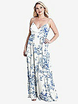 Alt View 1 Thumbnail - Cottage Rose Dusk Blue Chiffon Maxi Wrap Dress with Sash - Cora