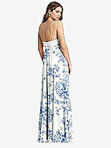 Rear View Thumbnail - Cottage Rose Dusk Blue Chiffon Maxi Wrap Dress with Sash - Cora