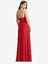 Rear View Thumbnail - Parisian Red Chiffon Maxi Wrap Dress with Sash - Cora