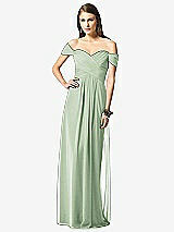 Front View Thumbnail - Celadon Off-the-Shoulder Ruched Chiffon Maxi Dress - Alessia