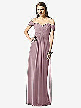 Front View Thumbnail - Dusty Rose Off-the-Shoulder Ruched Chiffon Maxi Dress - Alessia
