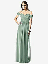 Front View Thumbnail - Seagrass Off-the-Shoulder Ruched Chiffon Maxi Dress - Alessia