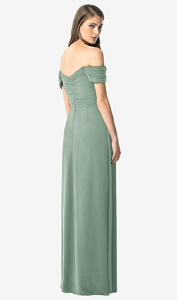 Back View - Seagrass Off-the-Shoulder Ruched Chiffon Maxi Dress - Alessia