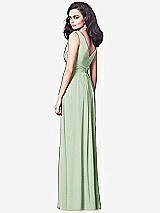 Rear View Thumbnail - Celadon Draped V-Neck Shirred Chiffon Maxi Dress