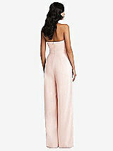 Rear View Thumbnail - Blush Strapless Pleated Front Jumpsuit with Pockets