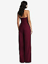Rear View Thumbnail - Cabernet Strapless Pleated Front Jumpsuit with Pockets