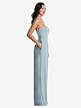 Side View Thumbnail - Mist Strapless Pleated Front Jumpsuit with Pockets