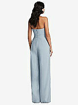 Rear View Thumbnail - Mist Strapless Pleated Front Jumpsuit with Pockets