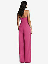 Rear View Thumbnail - Tea Rose Strapless Pleated Front Jumpsuit with Pockets
