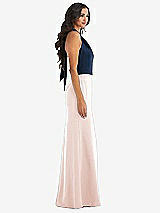 Alt View 2 Thumbnail - Blush & Midnight Navy High-Neck Open-Back Maxi Dress with Scarf Tie