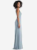 Alt View 2 Thumbnail - Mist Skinny One-Shoulder Trumpet Gown with Front Slit