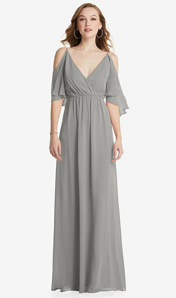 Front View - Chelsea Gray Convertible Cold-Shoulder Draped Wrap Maxi Dress