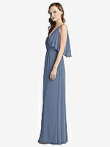 Alt View 2 Thumbnail - Larkspur Blue Convertible Cold-Shoulder Draped Wrap Maxi Dress