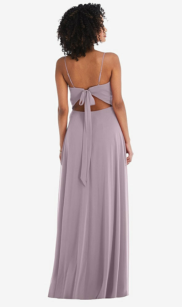 Back View - Lilac Dusk Tie-Back Cutout Maxi Dress with Front Slit