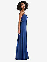 Side View Thumbnail - Classic Blue Tie-Back Cutout Maxi Dress with Front Slit